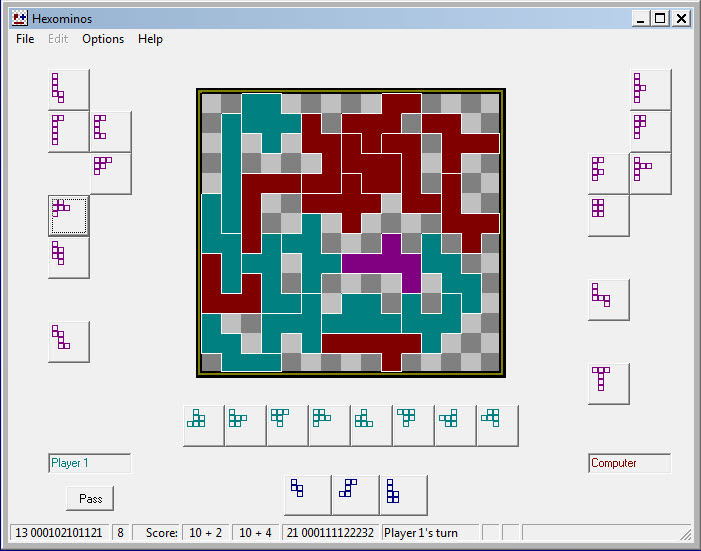 Hexominoes - Game in Progress
