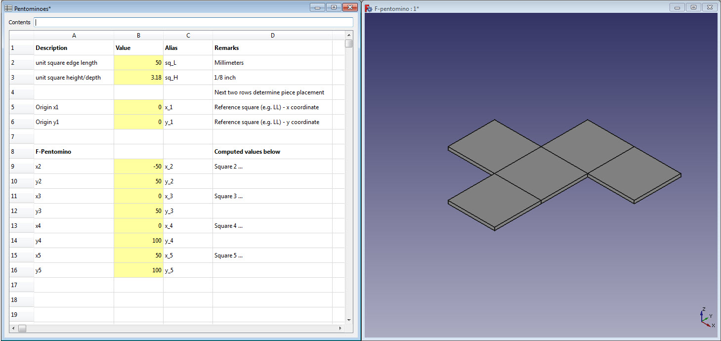 F-pentomino Spreadsheet