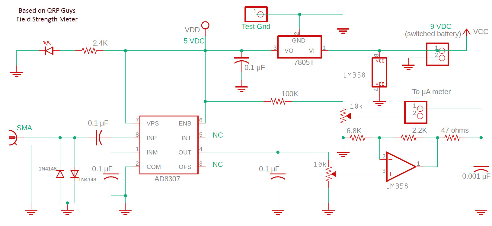 Field Strength Meter Schematic