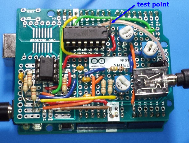 Oscillator and keyer components on prototype shield