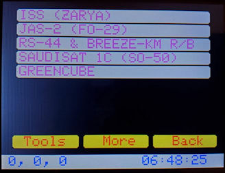 Main screen (Satellite list)