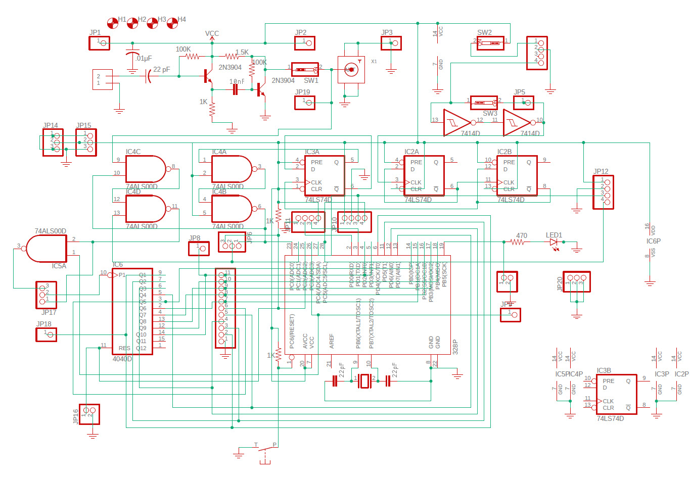 Revised schematic for SMD version of Frequency Counter