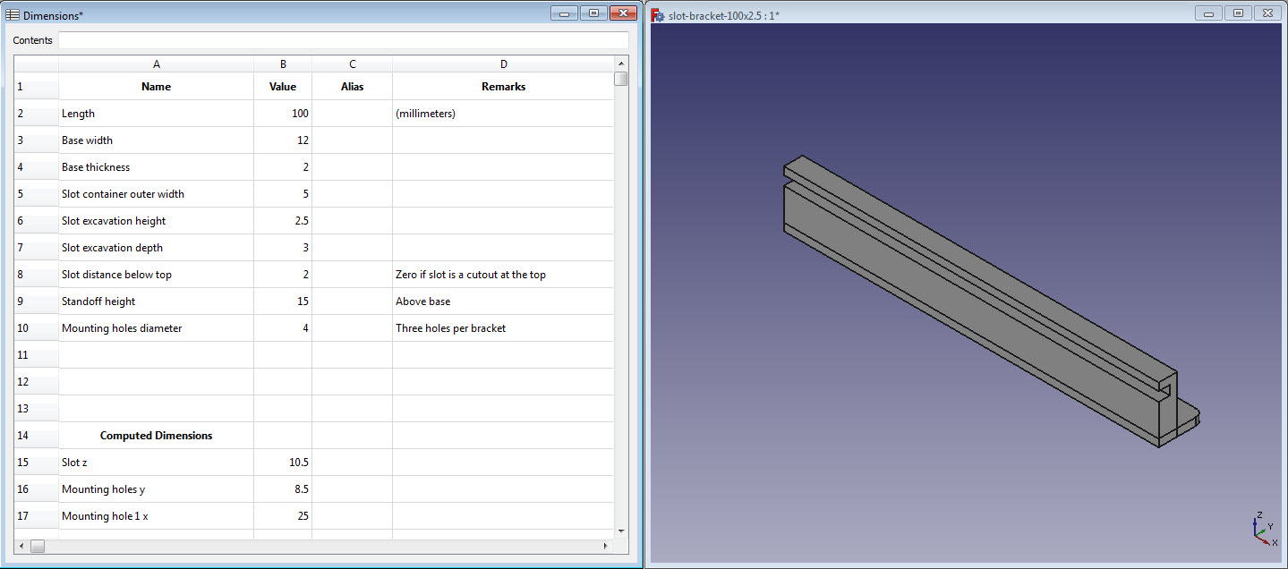 FreeCAD Dimensions and Part
