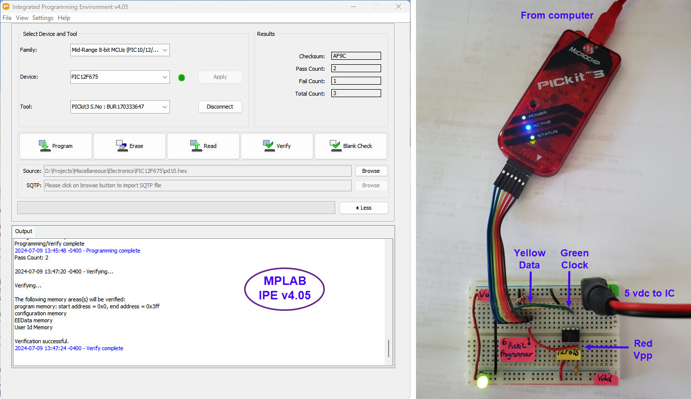 Preparation for programming PIC12F675