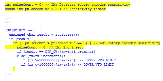 Modification to decrease encoder sensitivity