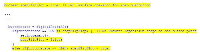 One step per button press