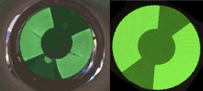 Comparison of tube (left) and OLED image (right)
