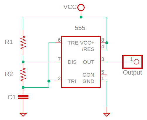 555 Timer - R1, R2 and C