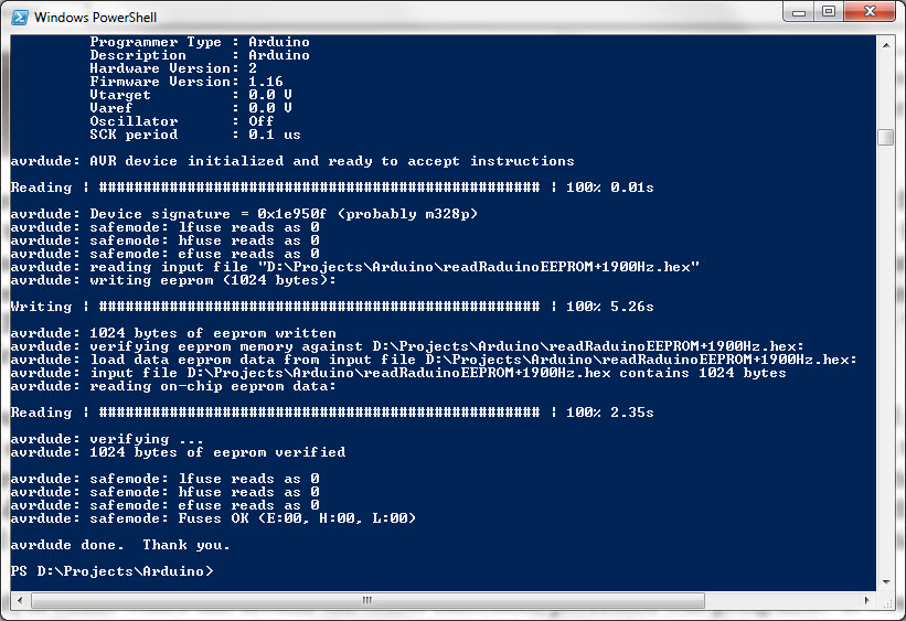 write and verify EEPROM