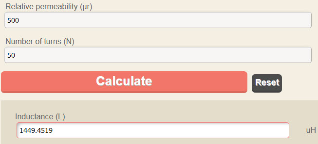 Inductance versus relative permeability